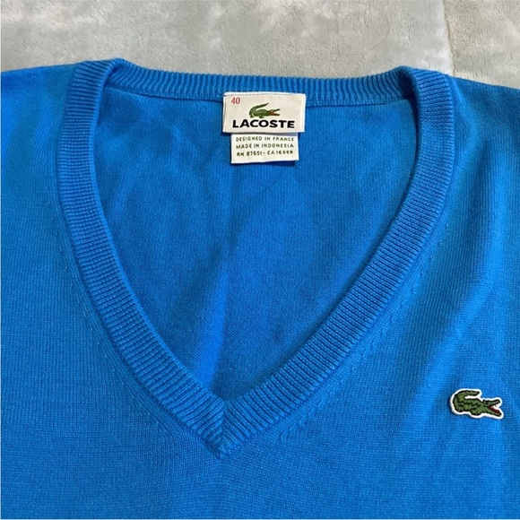 EUC! Lacoste blue 3/4 sleeve sweater. Size 40 which is equivalent to a medium. - Picture 3 of 6